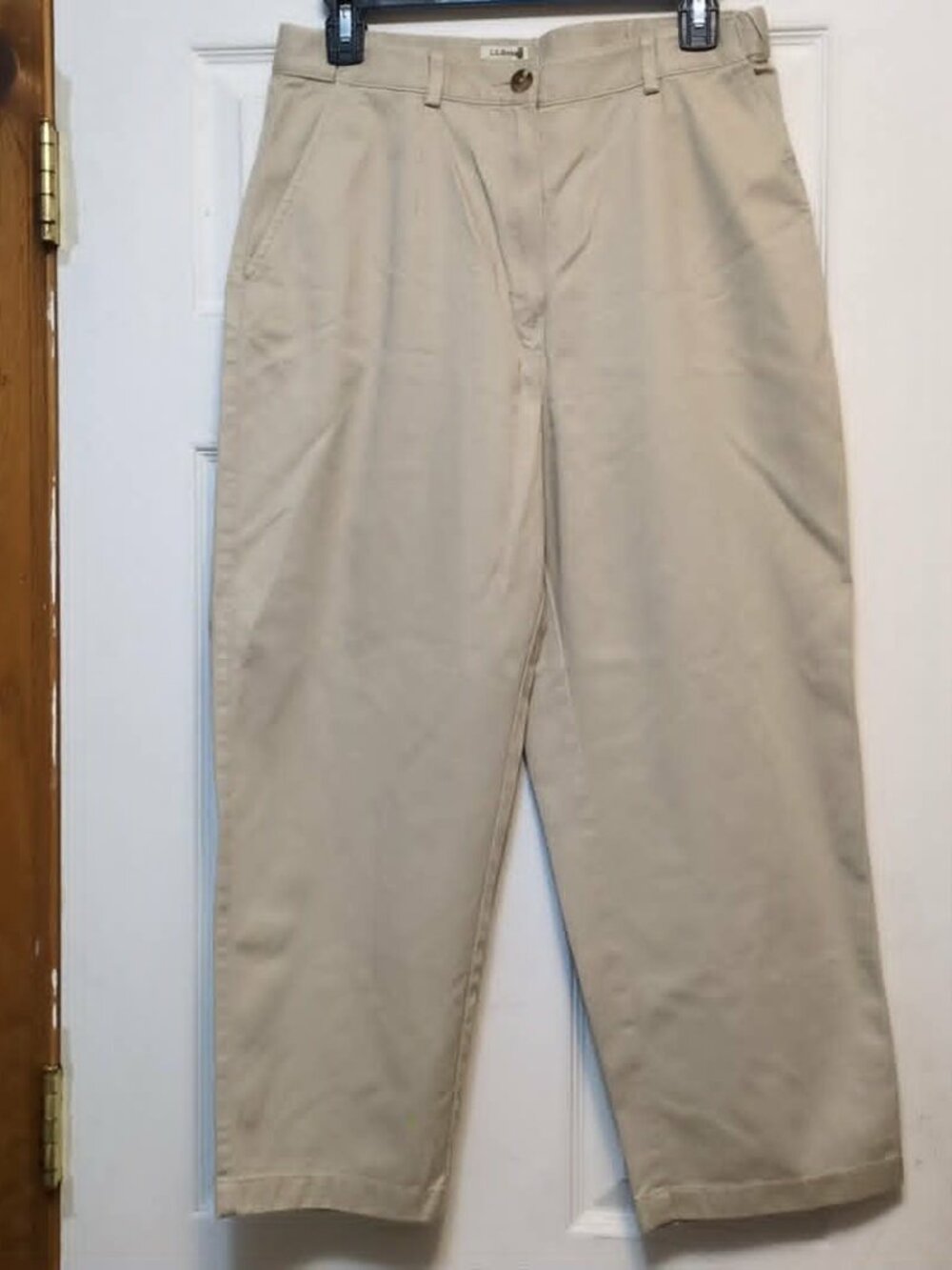LL Bean Preppy Crop Pants Womens Sz 10 Beige Classiccore Chino Khaki Cotton